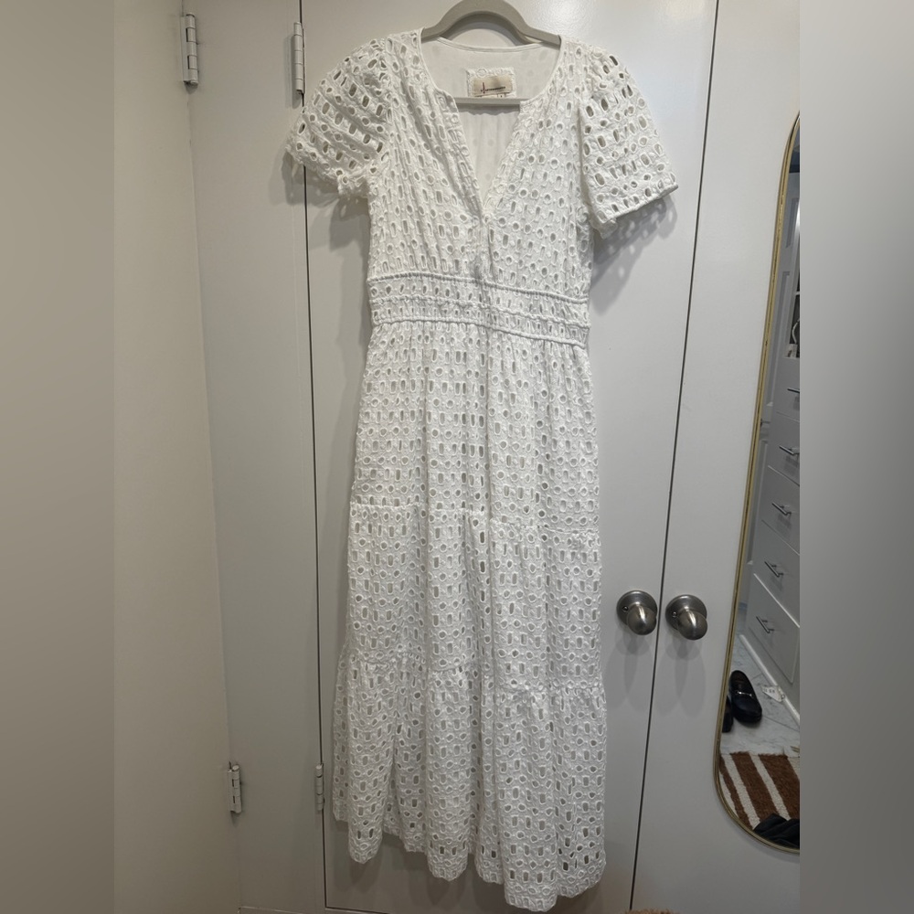 Anthropologie White Somerset Eyelet Maxi Dress